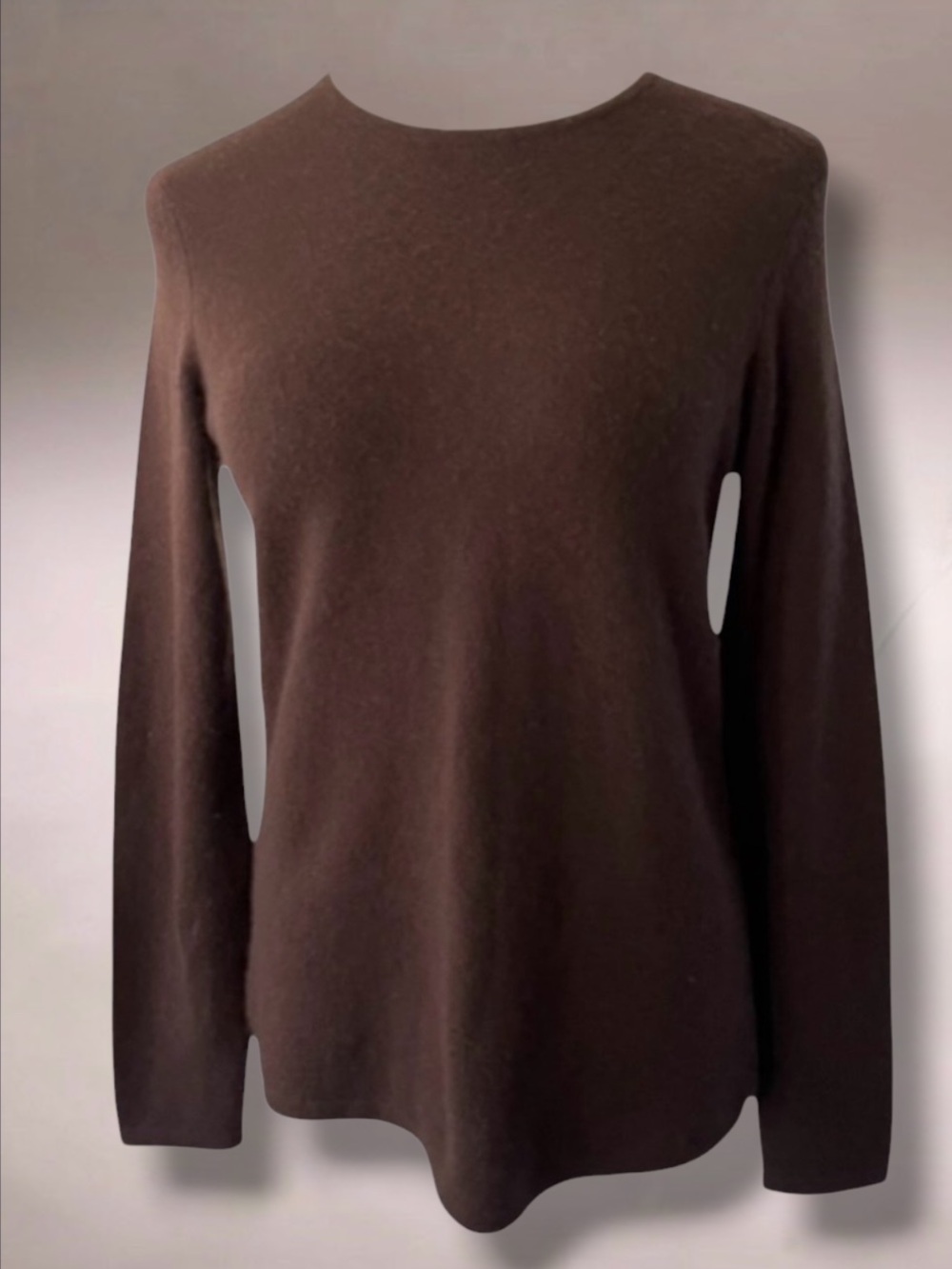 CHARTER CLUB 2-PLY CASHMERE BROWN CREW NECK SWEATER SIZE SMALL